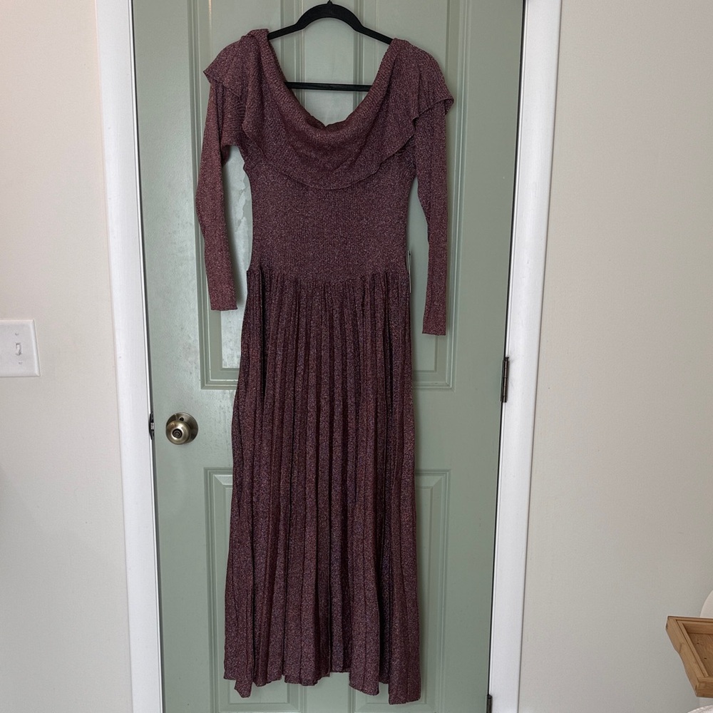 NWT Eloquii off the shoulder sweater dress size 14/16 pink/ purple shimmer